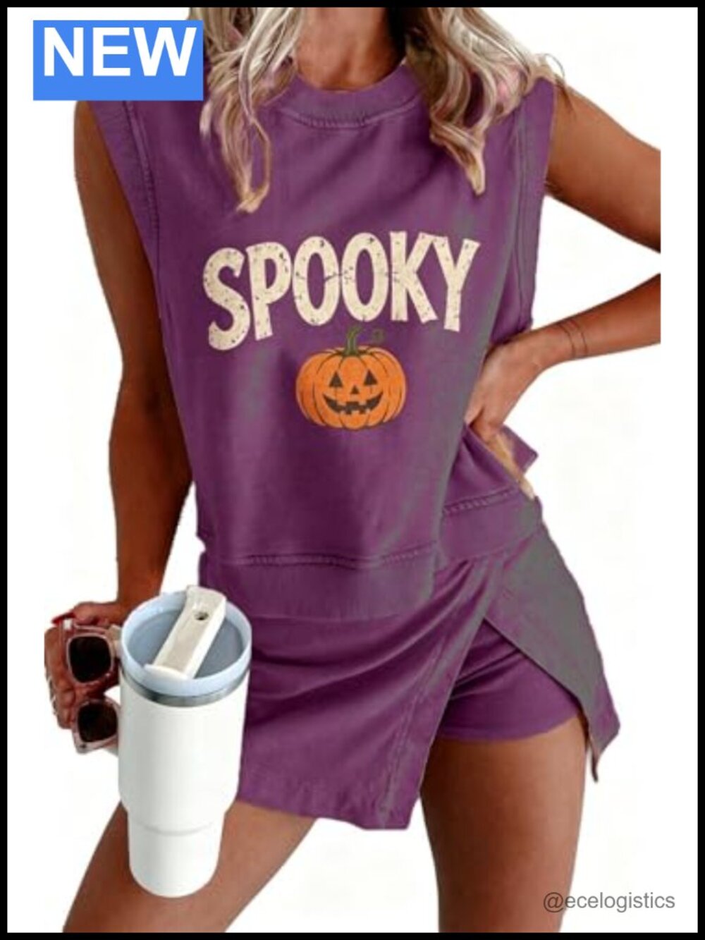 Cotton Mineral Wash Tank Top & Split Skirt Set Halloween